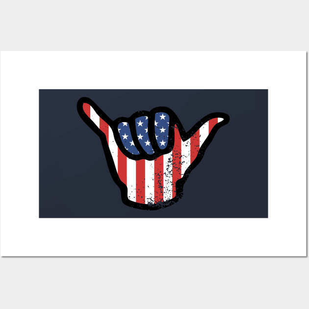 Red White And blue USA 4th July  Shaka Hand  2021 Wall Art by BraaiNinja